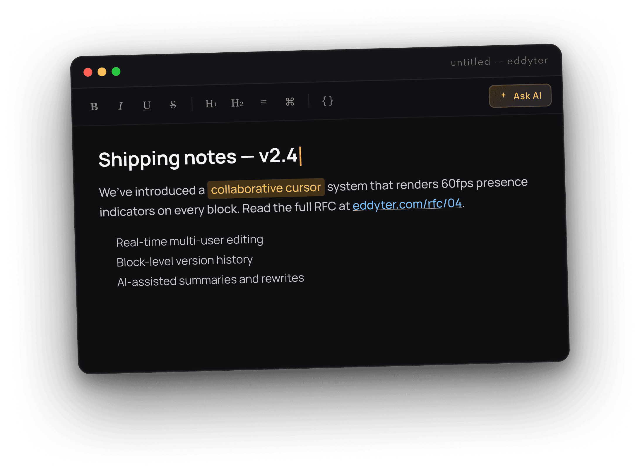 Eddyter editor preview